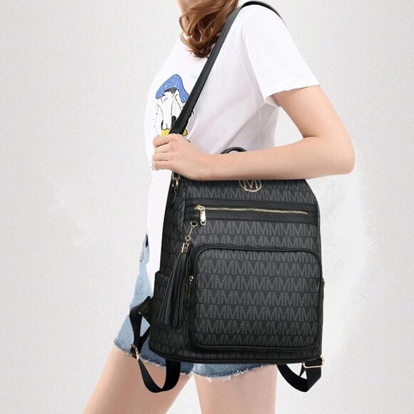 Women Fashion Backpack PU Leather Large Capacity Convertible Travel Bag